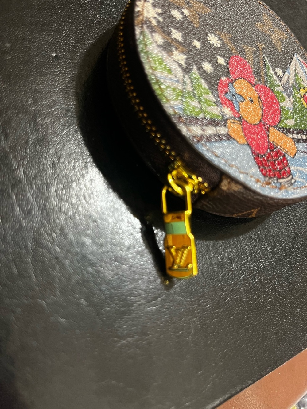 Louis. Vuitton. Vivienne. Limited Edition Holiday Ice Skating Round Zipper Pouch - Picture 5 of 8
